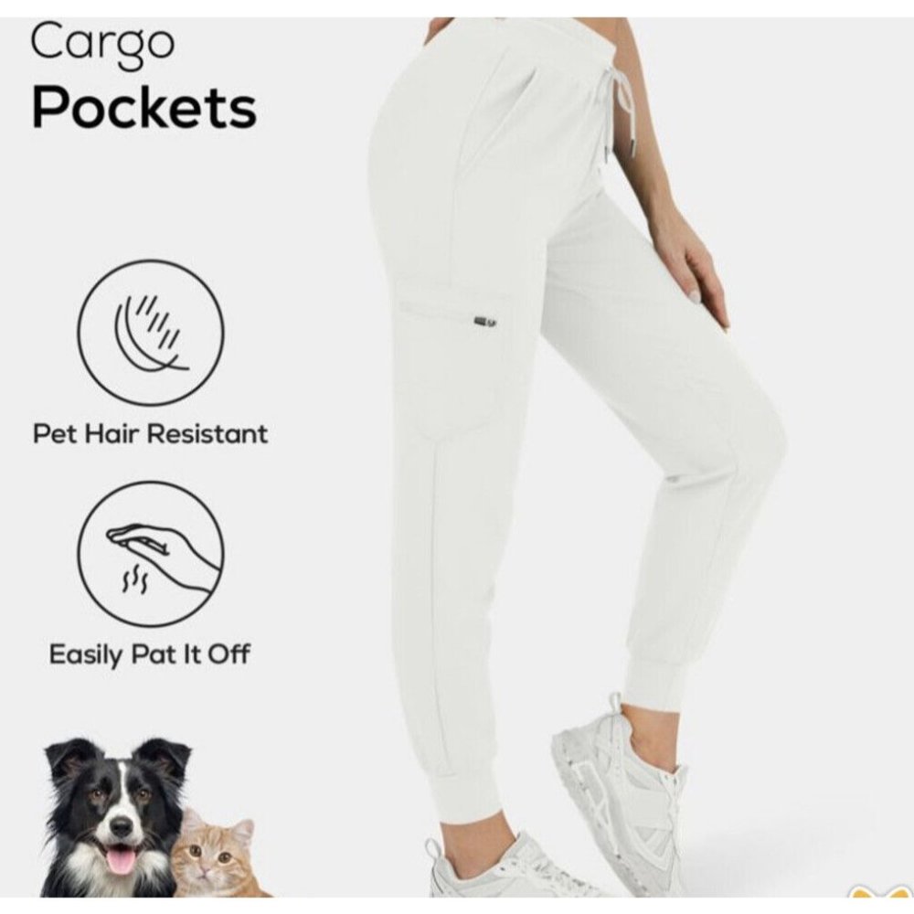HALARA White Cargo Joggers